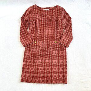 Jude Connally Sabine sheath dress Size Small red black tan luxury designer